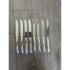 Vtg 1953 Bridal Corsage Lot 8 Dinner Knives Wallace Silver‎ Plate Tradition AA+